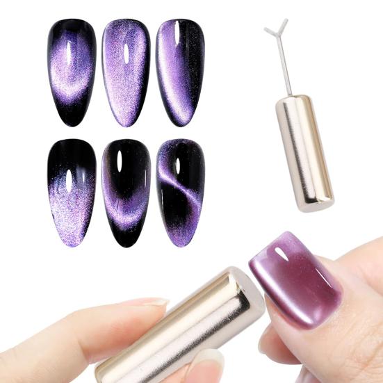 Heart Magnet Set Nail Art Tool with Y-Shaped Guide Magnetic Rods Cat Eyes Effect Professional Nail Design Kit for Home Salon