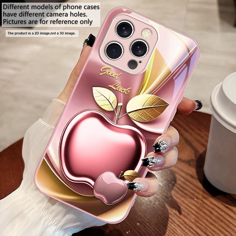 Apple Золотые листья для iPhone 16 E 15 14 13 Plus 12 mini 11 Pro Max XR Xs Max 16E X 7 8 6 6S 2022 Чехол для телефона из закаленного стекла