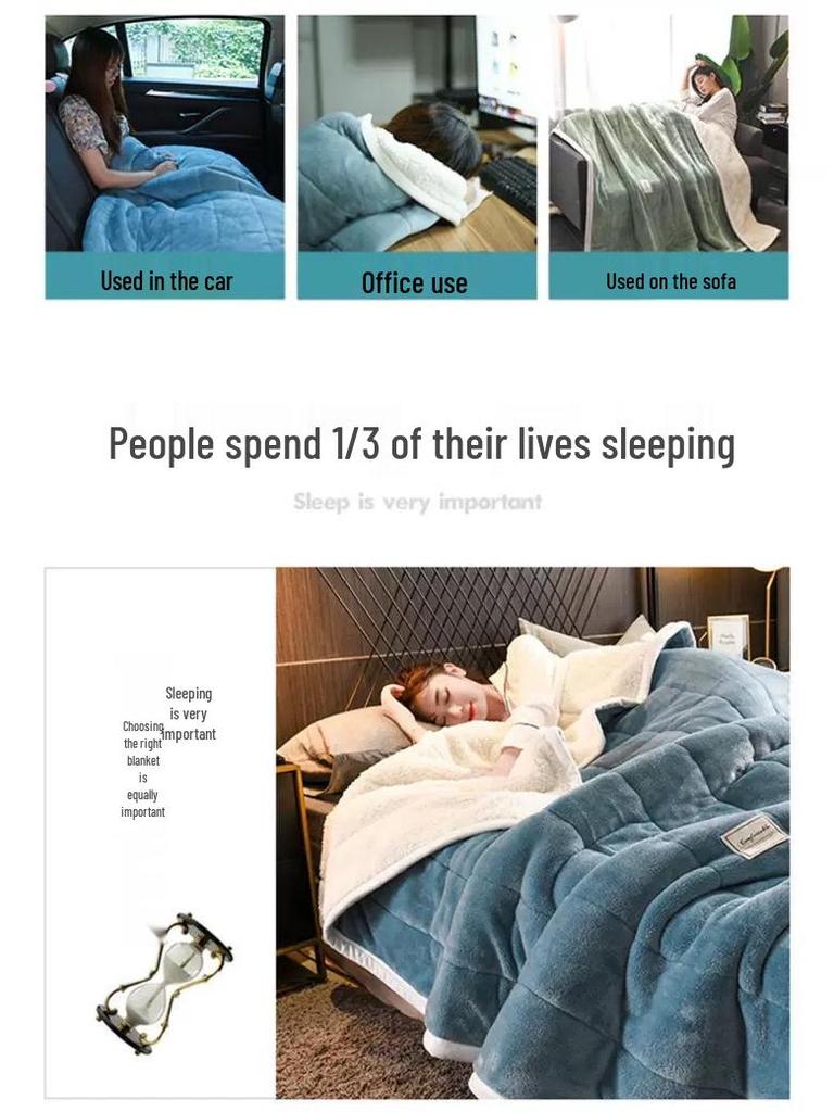 Cozy Three-Layer Flannel and Sherpa Blanket for Autumn and Winter