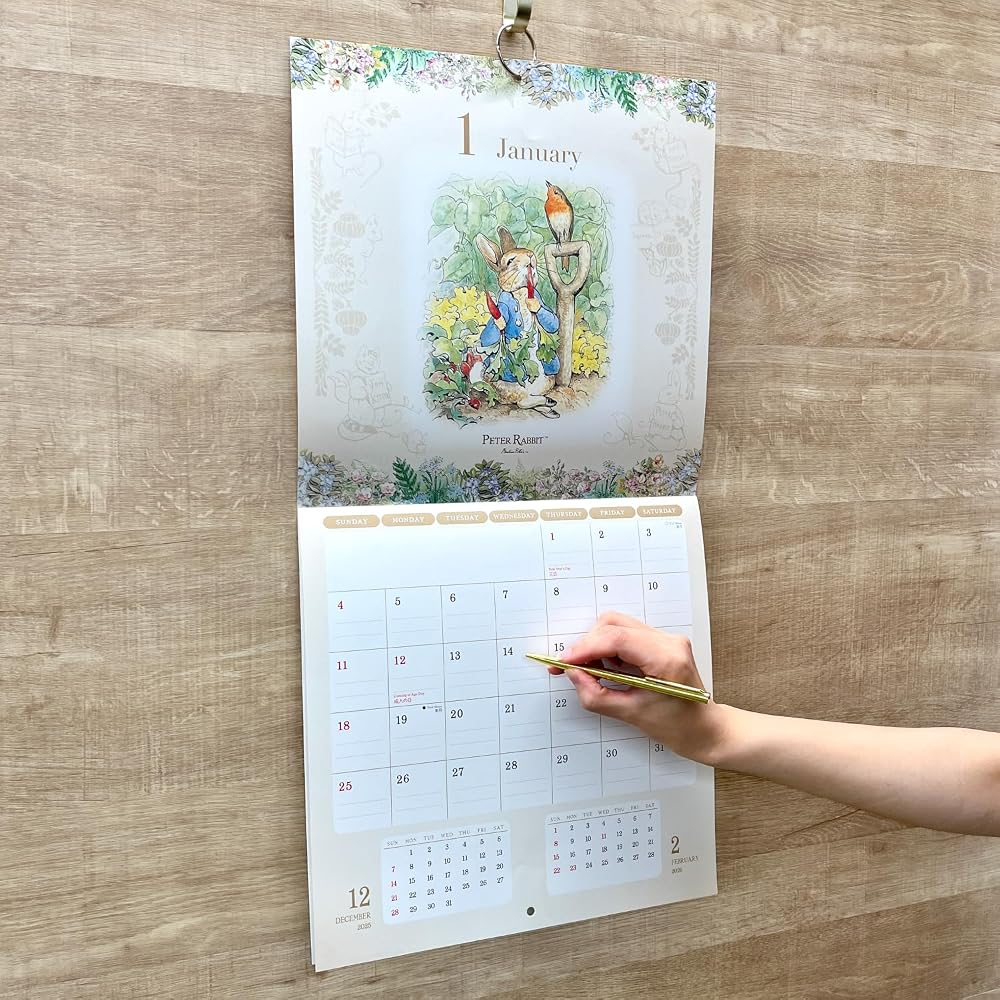 Gakken Stayful Peter Rabbit Wall Calendar 2026 January Start 12 Months 30x30 cm