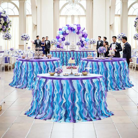 Curly Willow Table Skirt for Rectangle Round Tables 6ft Ruffle Tutu Table Cloth Reusable