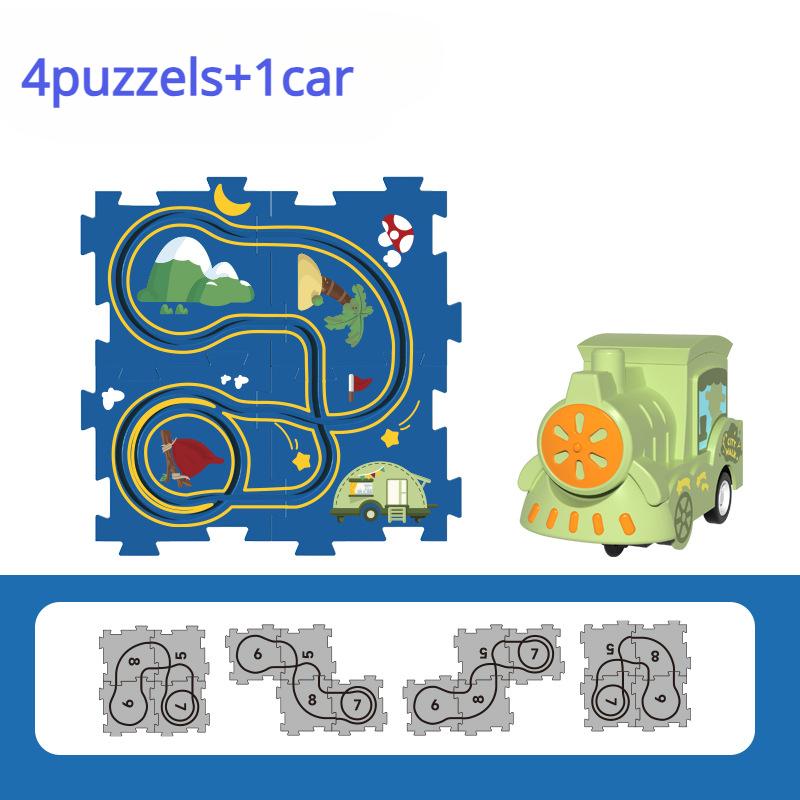 Electric Puzzle Train Racing Rail Car Model Educational Toy Children Track Car Jigsaw Toy Adventure Brain Interactive Game