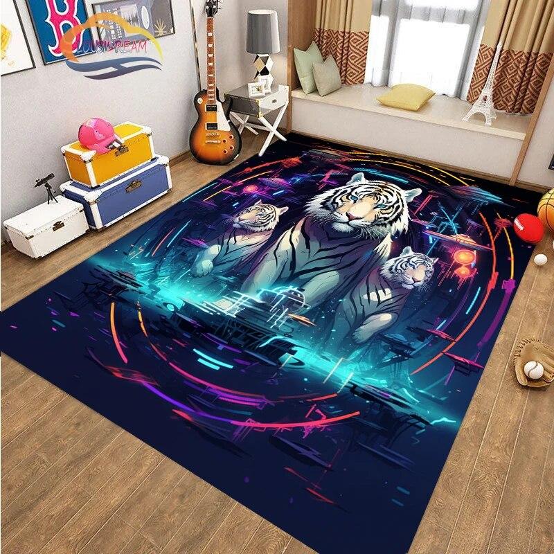 Коврик для пола с изображением животных, крутой тигр, модный ковер с рисунком для украшения дома, подарки, нескользящий коврик для гостиной и детской кровати