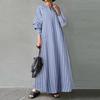 Платье макси длиной до щиколотки, универсальное тонкое шитье, популярный женский полосатый халат, платье макси, уличная одежда