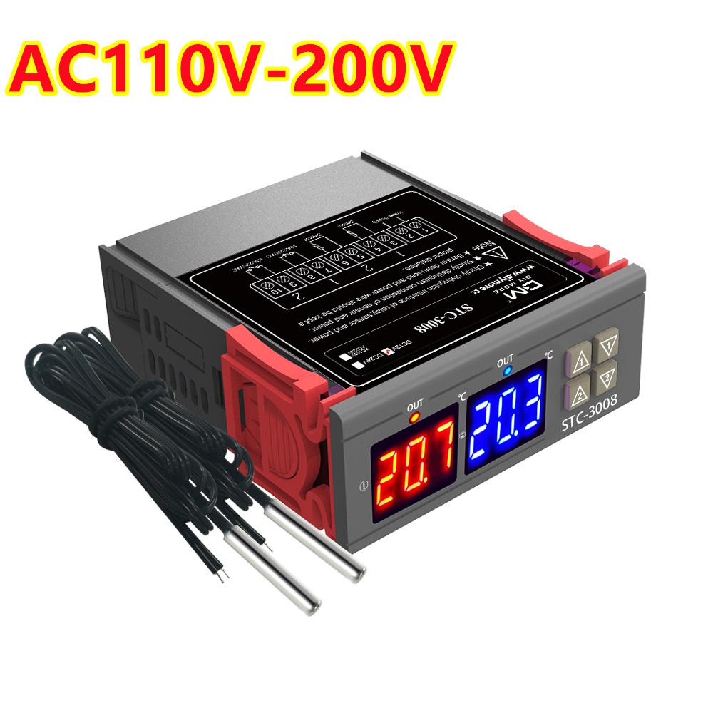STC-3008 Dual LED Digital Temperature Controller Thermostat Thermoregulator Incubator 12V 24V 110V 220V for Industrial Tool
