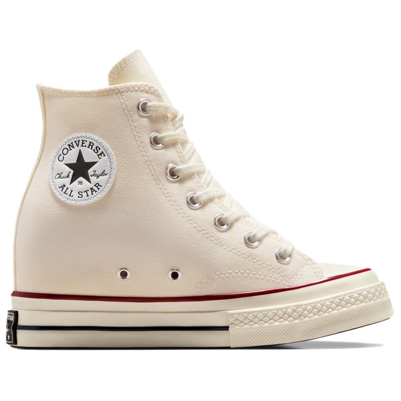 Converse Chuck 70 Wedge Platform High Egret Women Sneakers Cream Black Red A12562C
