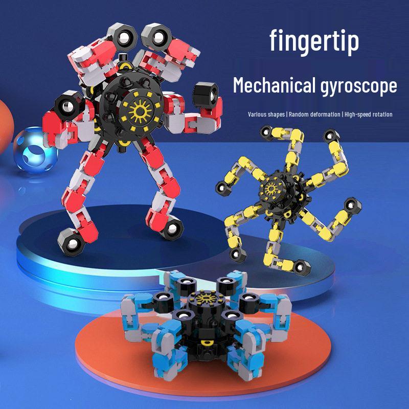 Transformable Robot Fidget Spinner: Black Tech Mechanical Toy for Children's Stress Relief