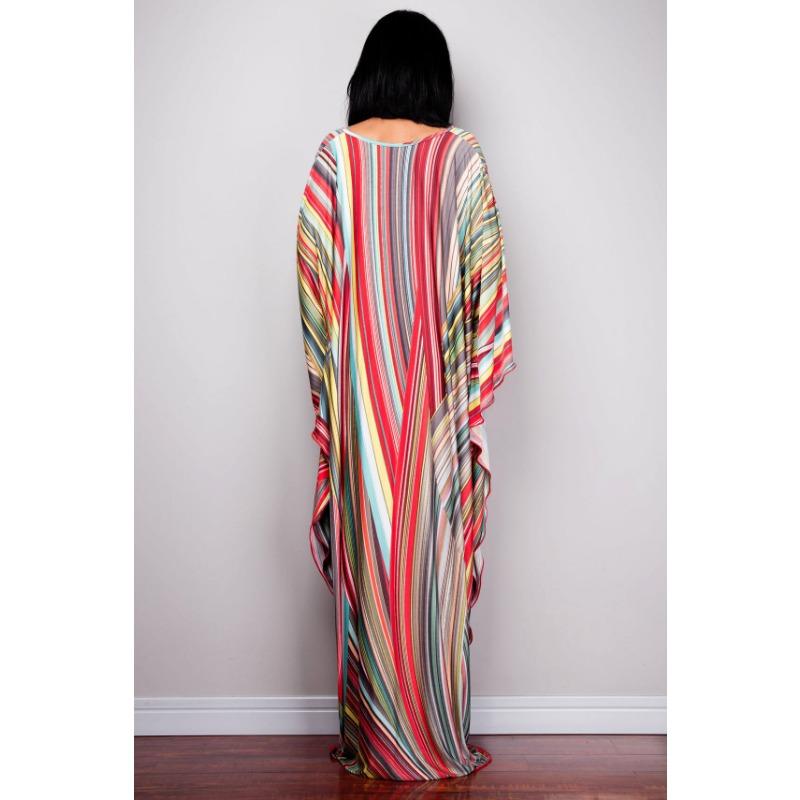 Женская мода весна осень цветные блоки принт длинный рукав V-образный вырез свободная талия повседневные платья