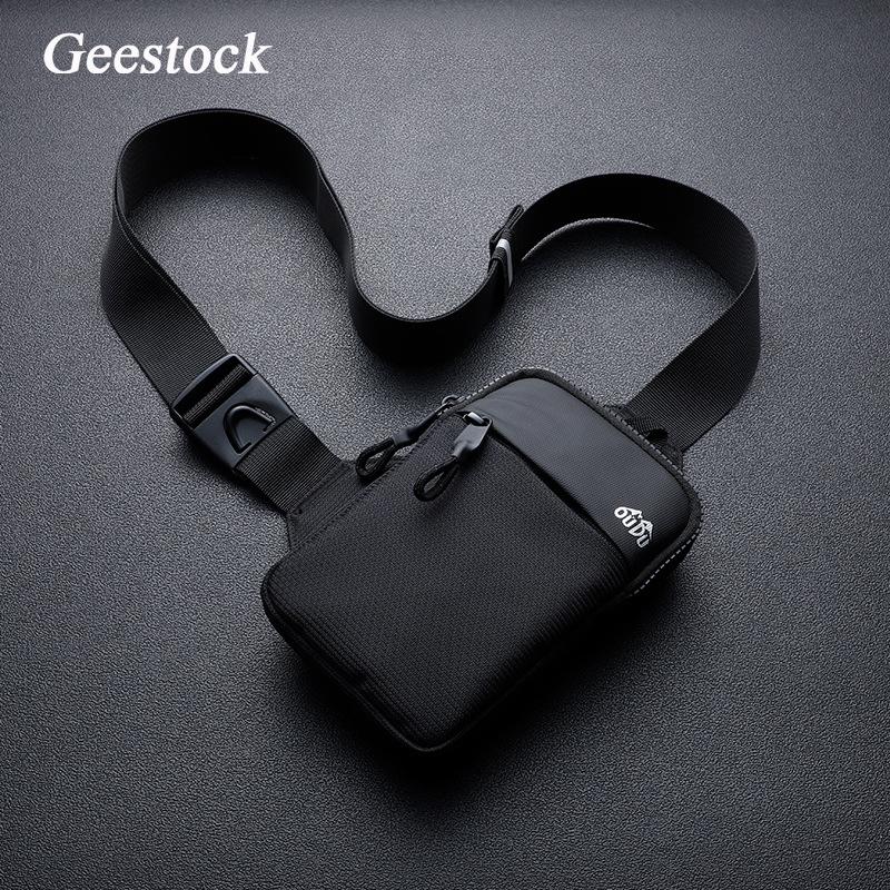 Geestock Мужская нагрудная сумка из водонепроницаемого нейлона, мини-сумка-слинг через плечо, для активного отдыха, спорта, фитнеса, сумка для мобильного телефона, женские поясные сумки