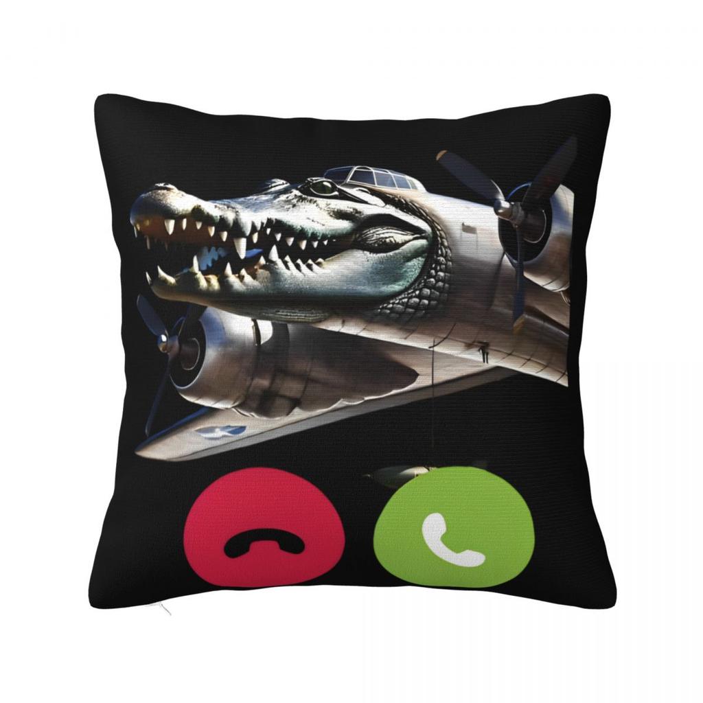 Мем Мозговая Гниль Bombardino Crocodilo Наволочка Чехол для Подушки Креативный Декор на Молнии Чехол для Декоративной Подушки на Сиденье 45x45см