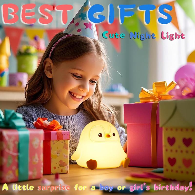 Penguin Nursery Night Light, LED Squishy Silicone Lamp,2 Levels Dimmable Bedroom Nightlight Touch Lights,Dorm Decor lamps