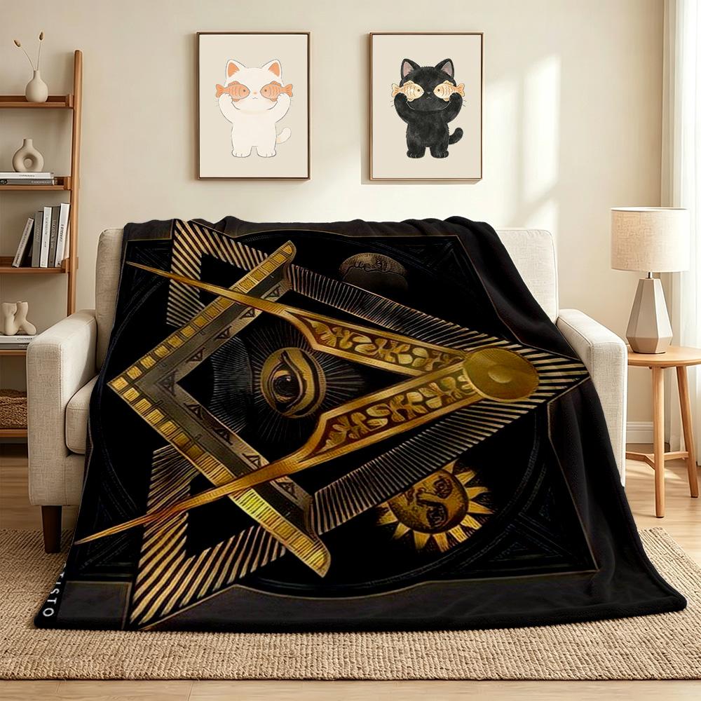 Masonic Symbols Flannel Blanket Throw Blanket Soft Warm Sofa Bed Camping Car home Decor Unique Christmas Gift C9302034