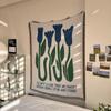 Nordic Abstract Tulip Jacquard Tapestry 160×130cm, Inspirational Slogan Fringe Throw, 40% Cotton 60% Polyester Hand Wash Wall Hanging Sofa Blanket