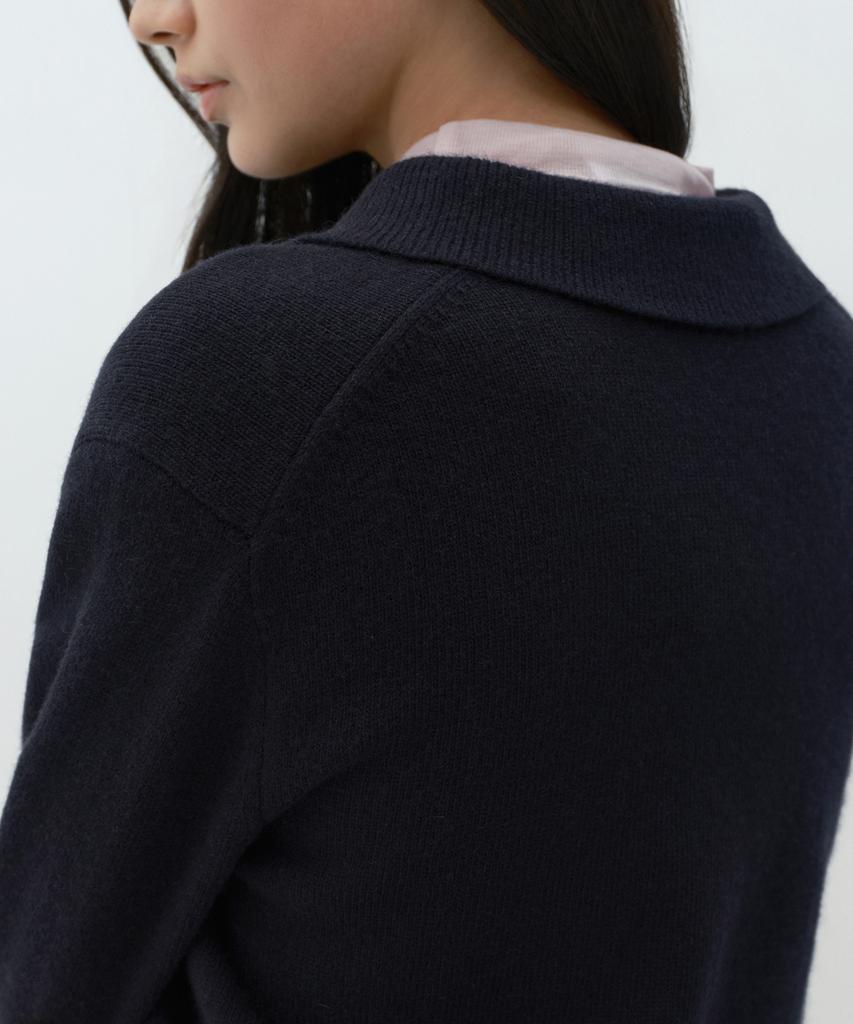 MUSINSA STANDARD WOMAN [Victoria Wool] Women'S Collared Knit [Navy]