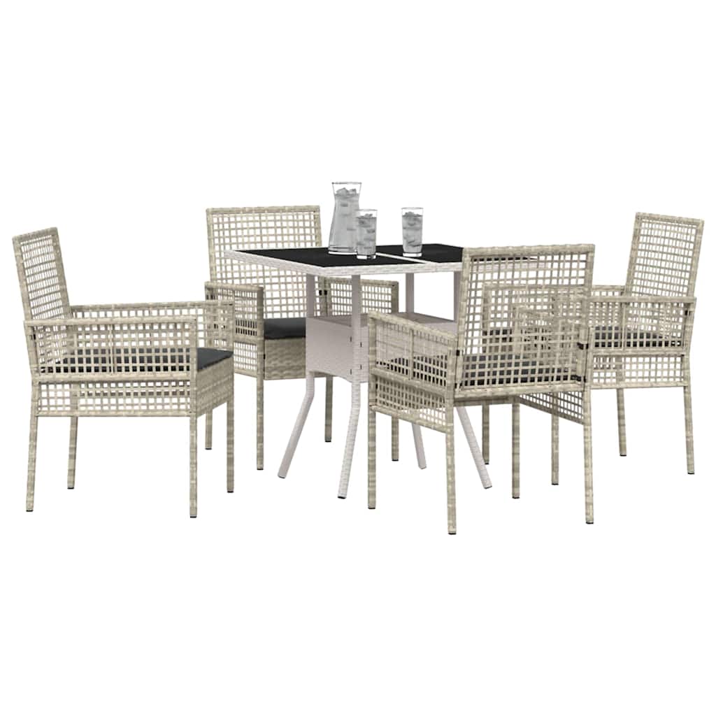 Garden Dining Set 5 pcs Light Grey Poly Rattan