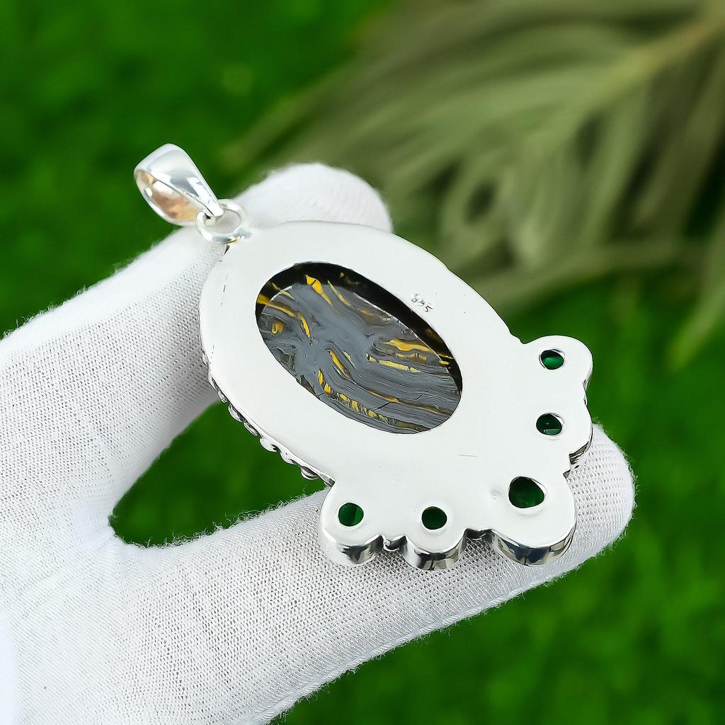 Подарок для женщин Подвеска Серебро 925 пробы Натуральный Камень Железный Тигровый Глаз