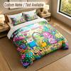 Custom Name Text Bedding 3Pcs Set,Adventure Time Cartoon 1 Duvet Cover 2 Pillowcases Soft Bed Linen For Gift