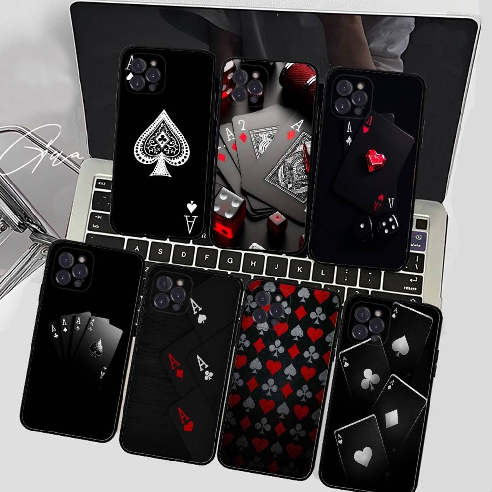 Poker Pattern Game Soft Back Phone Cover Case For IPhone 17 16 Pro Max 15 12 11 16e 13 Mini 14 15 Plus