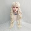 Long Wavy Blue Synthetic Wig with Bangs Lolita Wigs for Women Daily Party Cosplay Hair Heat Resistant Fiber Fashion Fake