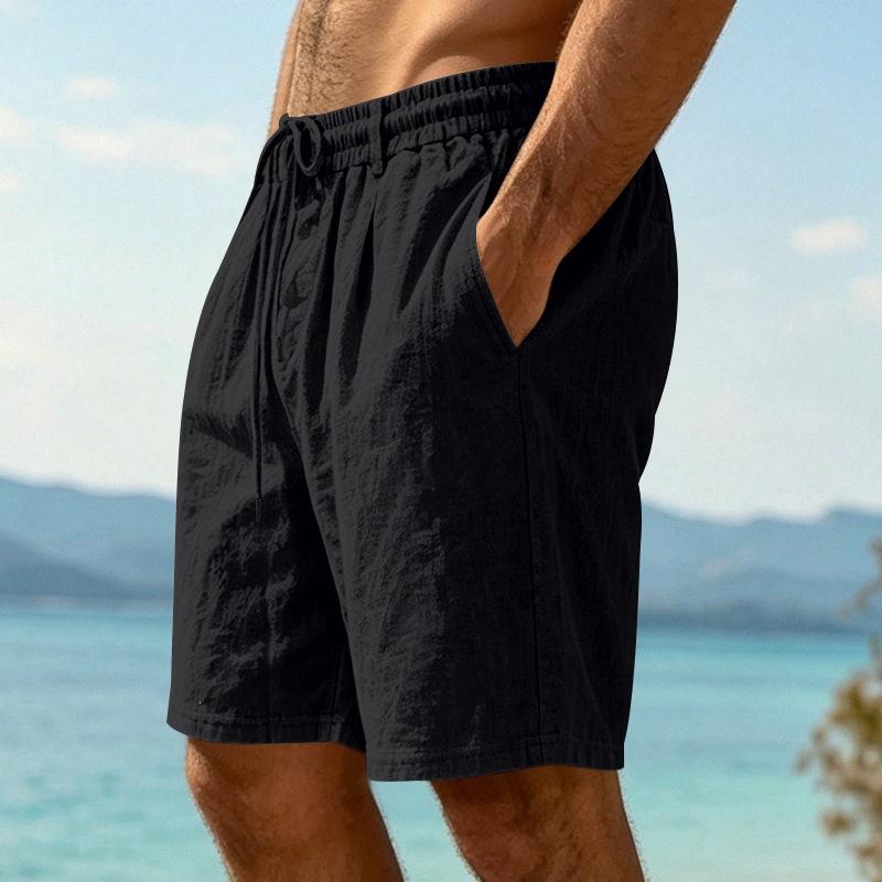 Men's Summer Linen 5 Inch Shorts, European American Loose Simple Commute Sport Beach Casual Shorts