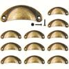 12/20pcs Metal Drawer Cup Pulls Antique Bronze Shell Cabinet Pulls 2.6 Inch Hole Centers Furniture Fittings Handles For Closet Cabinet With Screws