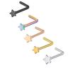 Stainless Steel L-Shaped Nose Stud with Five-Pointed Star Piercing Jewelry