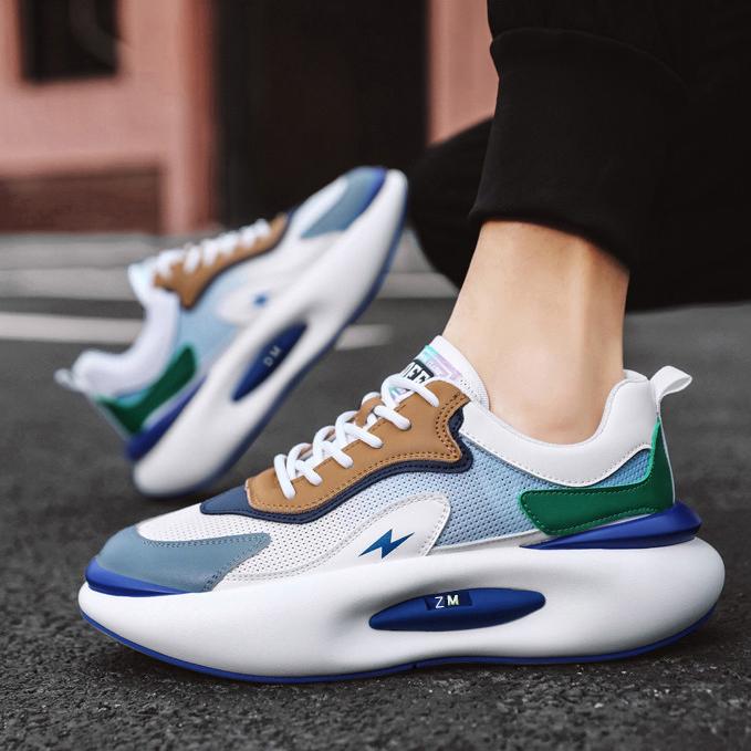 Спортивная обувь для мужчин. Новинка 2023 года. Мужские дышащие кроссовки из тканого материала с низким верхом и толстой подошвой.