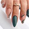 1 Set Fake Nails Matte Green Leaf Easy To Apply Remove Minimalistic Sweet Anti-break Fake Nails Women Supply