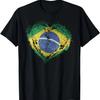 Vintage Brazil Heart Shape Brazilian Flag Stylish Design T-Shirt