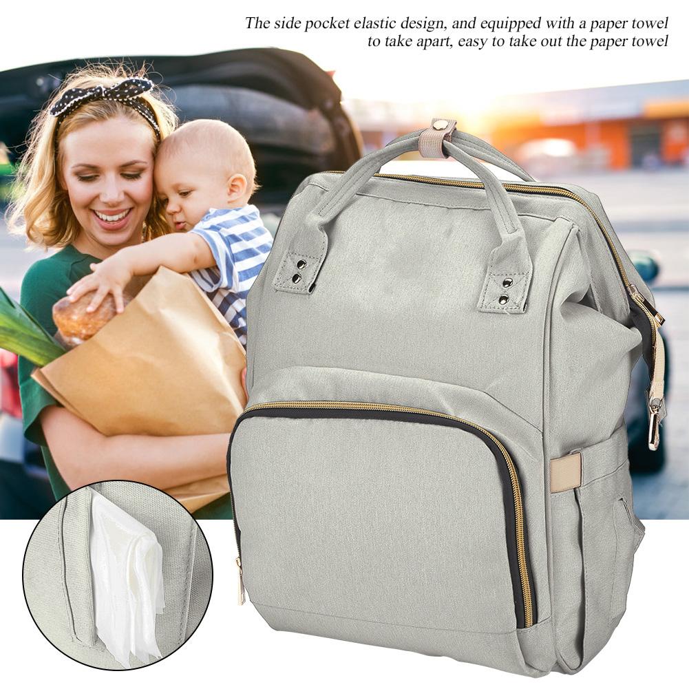 Сумка для детских подгузников с USB-интерфейсом, большая вместимость, водонепроницаемый рюкзак для подгузников, серый цвет