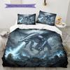 Theevildragon Pattern Bedding Quilt Set Quilt Cover Pillowcase Home Decoration Birthday Gift (1 * duvet cover + 2 * pillowcase, without core)