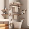 Walnut Cream Style White Towel Rack, No Punch Bathroom Shelf, Toilet, Wall Mounted, Washroom Storage, Bath Towel Holder