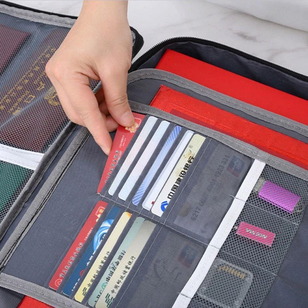 Водонепроницаемая Огнестойкая Сумка для Документов Многослойная с Замком Портативный Чехол для Паспорта Большой Объем Экономия Места