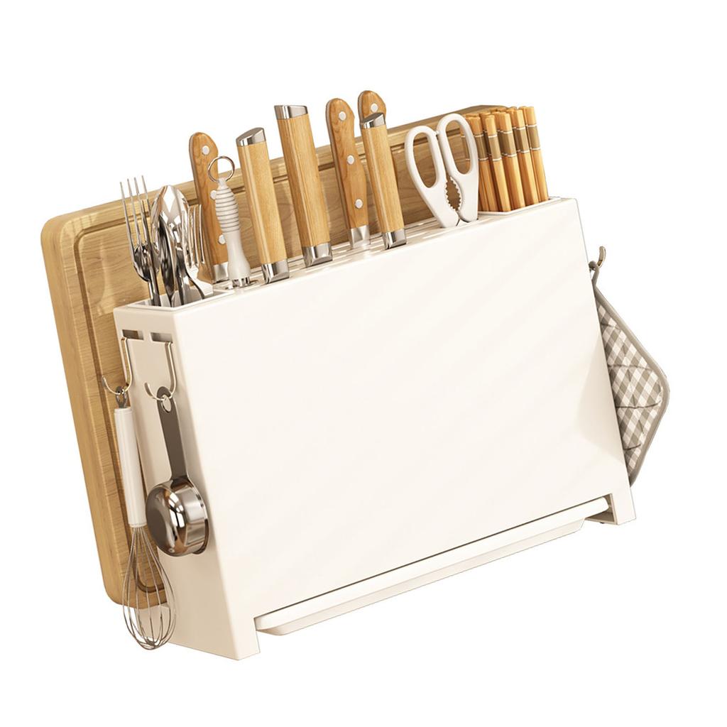 Kitchen Knife Drying Holder Integrated Chopsticks Cutting Board Storage Rack White Kitchen Knife Drying Holder