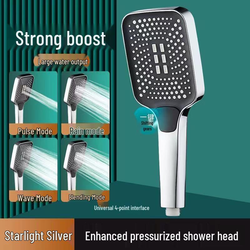 Большая панельная напорная ручная душевая лейка в комплекте с кронштейном и шлангом