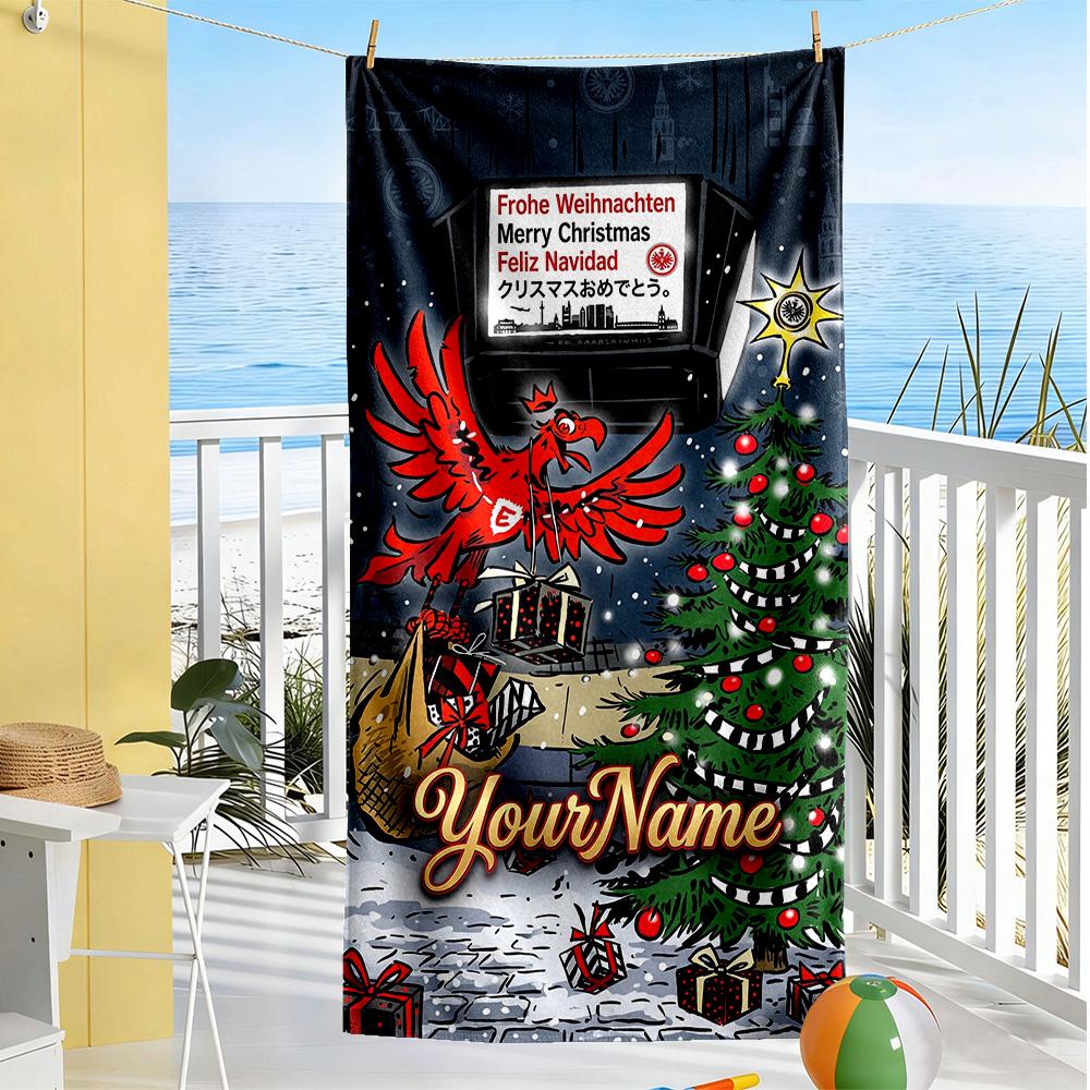 Eintracht Frankfurt Personalized Text Beach Towel Quickdry Soft Microfiber Perfect For Traveling Yoga Camping And Swimming