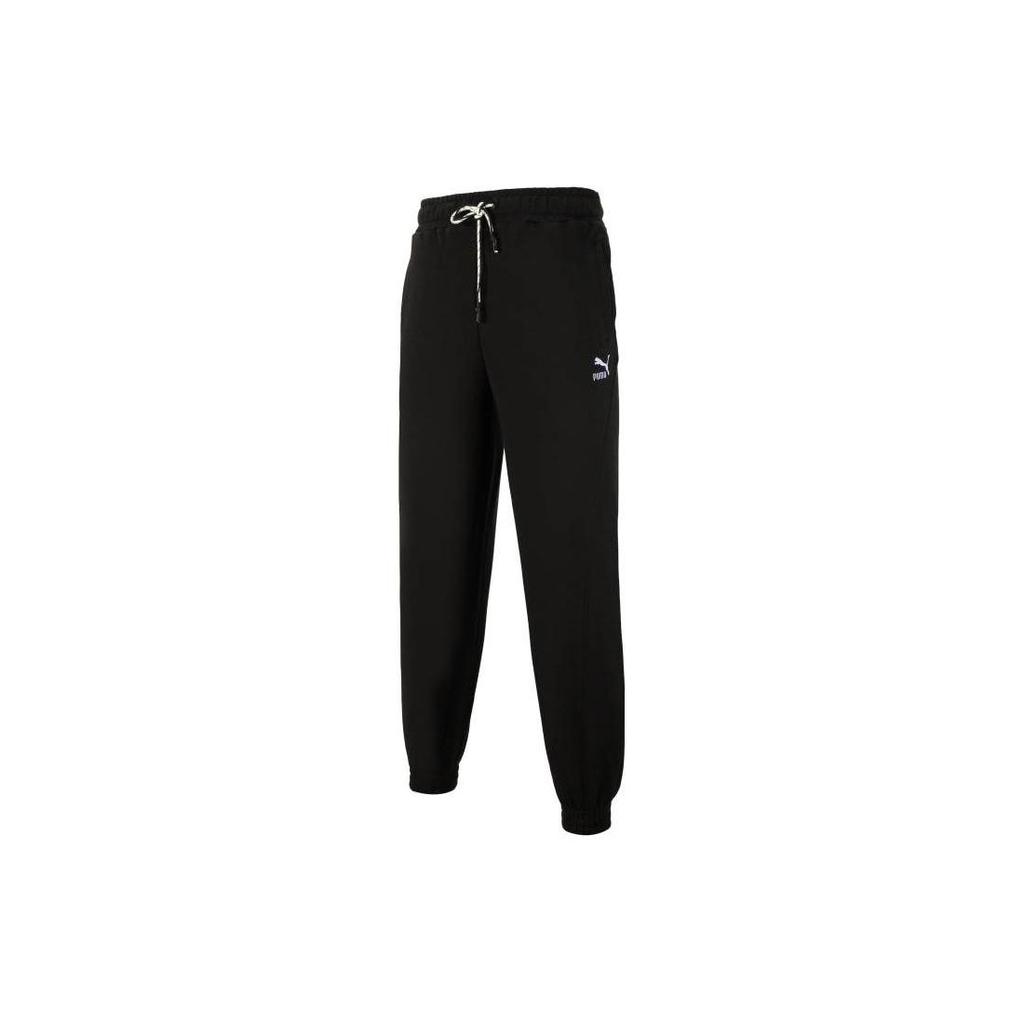 Puma Трикотажные спортивные брюки со шнуровкой и однотонным узором, женские плавки, черные 539965-01