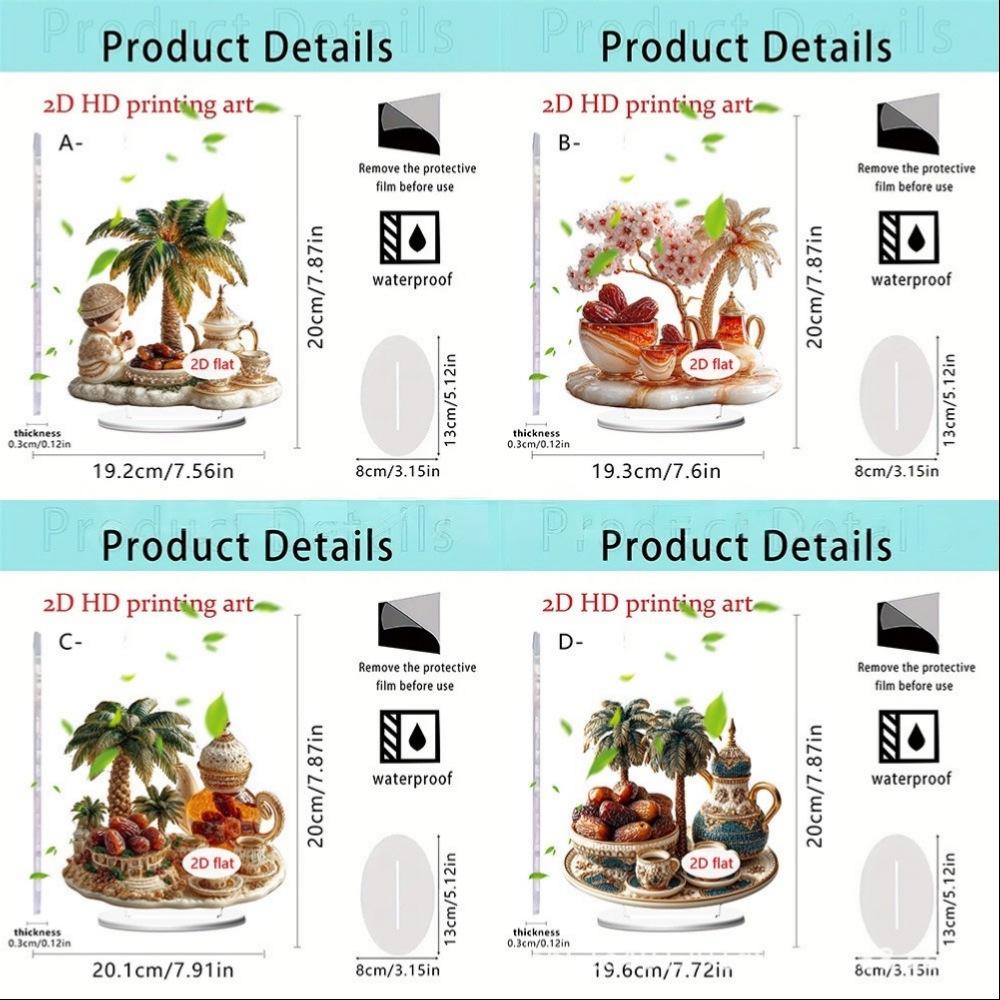 Pink Floral Moon & Lanterns Acrylic Desktop Ornament