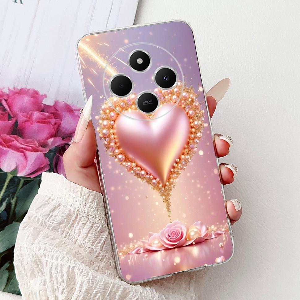 Для Xiaomi Redmi 14C Чехол Модный Чехол Сердце Кошка 6.88" Мягкий ТПУ Защитный Чехол для Телефона Для Xiaomi Redmi 14R 14C Чехлы Coque