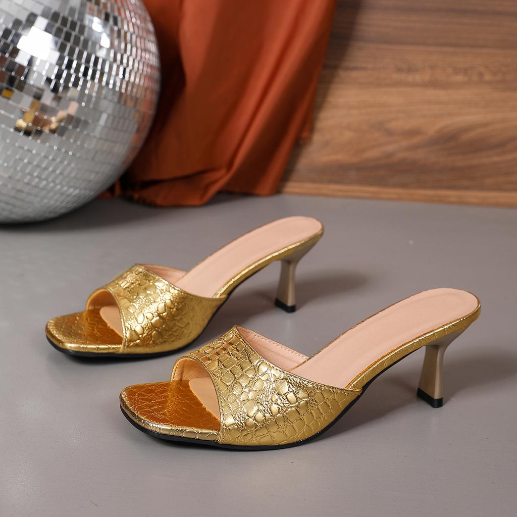 Fashion Women Sexy High Heels Slippers Summer New Designer Fashion Square Toe Shoes New Elegant Sandals 2025 Dress Party Casual Women