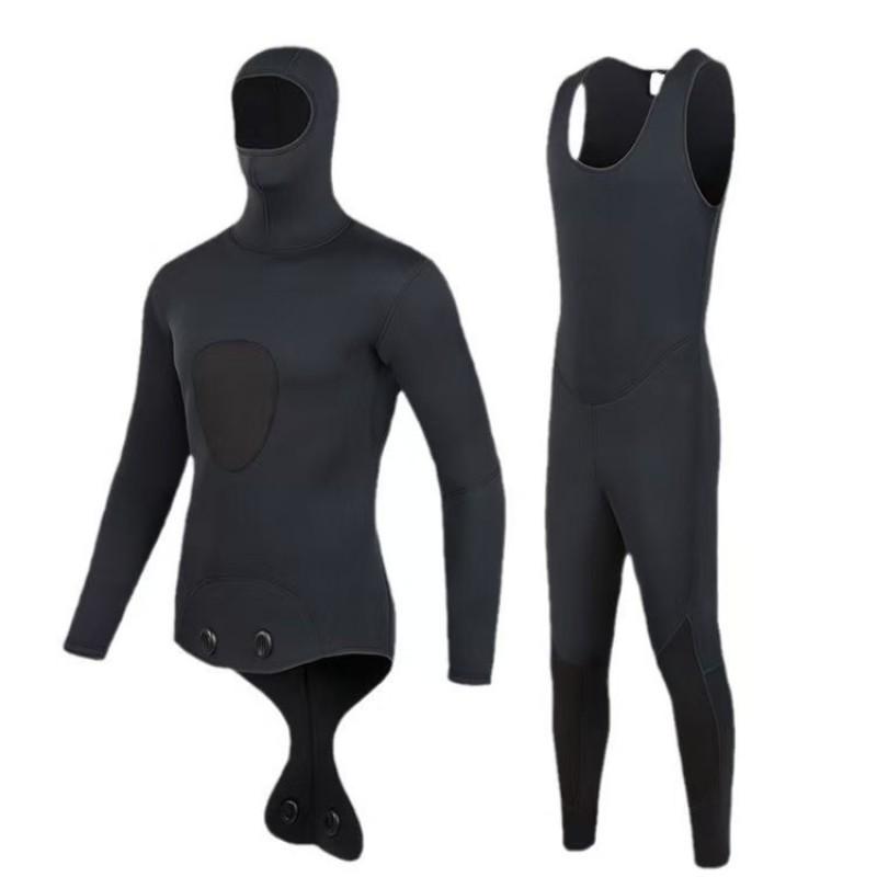 3mm Camouflage Neoprene Wetsuit Freediving Snorkeling Swimming Mens Two-Piece Hooded Long Sleeve Dive Suit