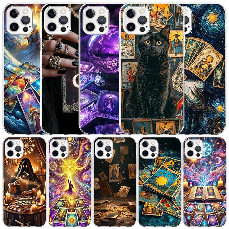 Чехол-книжка с принтом карты Таро "Ведьма" для iPhone 16 17 Air 15 14 Pro Max 16E Чехол для телефона 13 Mini 12 11 7 SE 8 С рисунком Подходящие чехлы 16 17