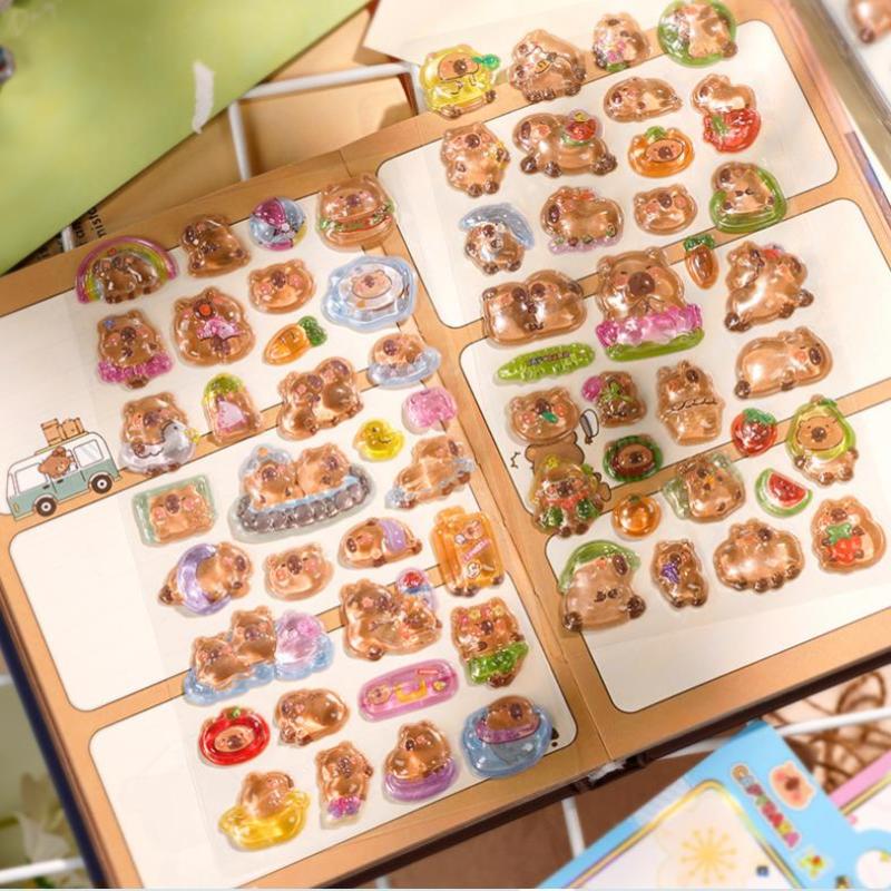 Cartoon Capybara 3D Relief Stickers Diy Scrapbook Sticker Phone Case Decoration Gifts