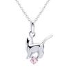 Серебряное ожерелье Angel Cat, камень октября, розовый турмалин [Sears], женская модель s-171-10