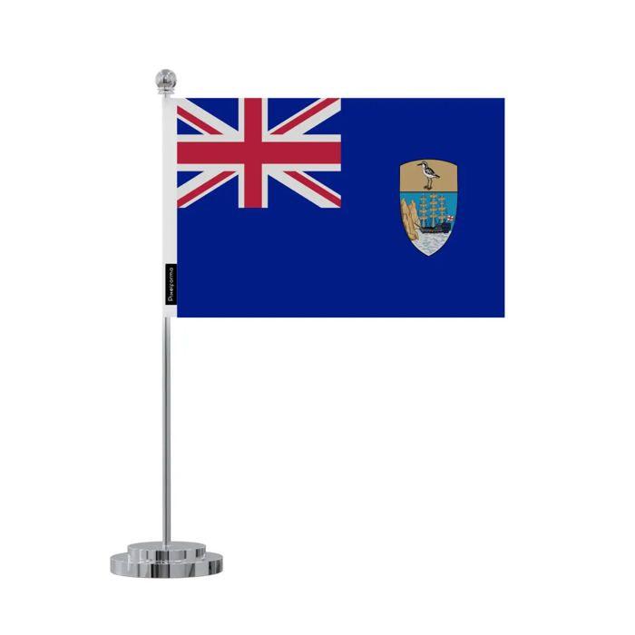 Drapeau bureau de Sainte-Hélène, Ascension et Tristan da Cunha – 14 x 21 cm – Polyester – Socle Acier Inoxydable – Pixelforma