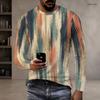 Men Plus Size Round Neck Long Sleeve Abstract Printed Casual T Shirt