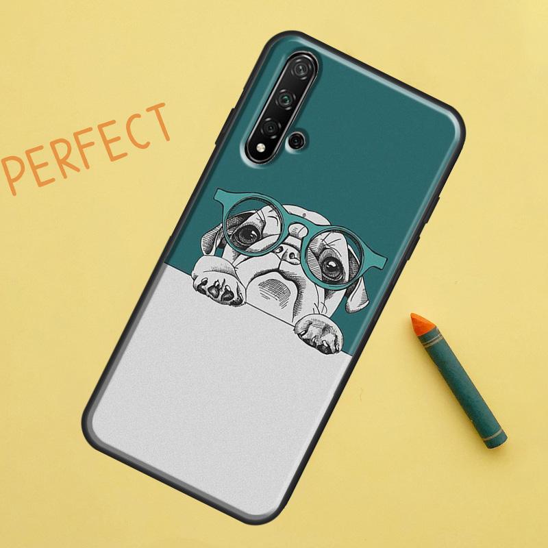 Милый чехол с изображением мопса для Huawei Nova 10 9 SE 5T Y90 Y70 Y60 Y61 Nova 3i 7i 8i 11i P20 P40 P30 Lite P60 Pro