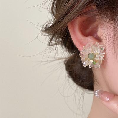 Серьги-гвоздики Super Fairy Ice Transparent Flower, женские, серии Mori, сладкая элегантность, легкая роскошь, индивидуальность, мода, темперамент, универсальные серьги