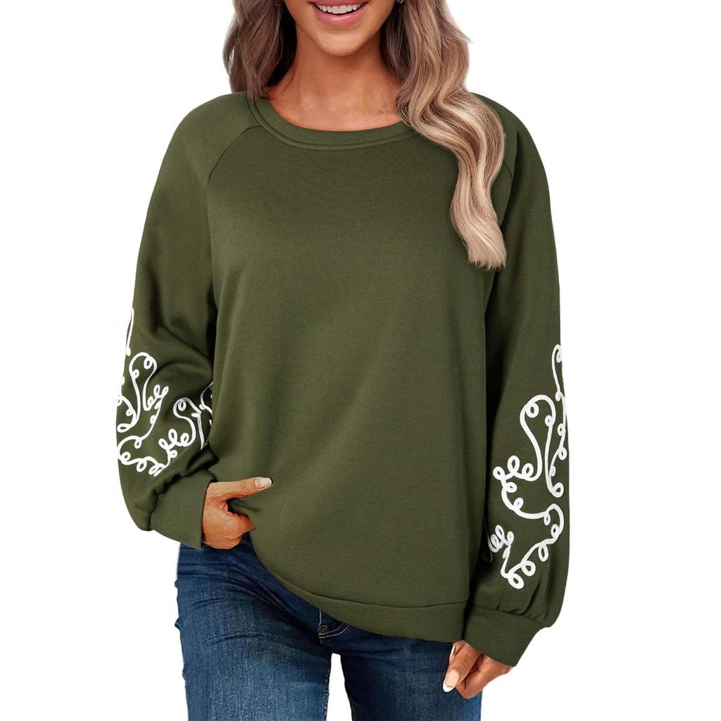 Женский топ с длинным рукавом и круглым вырезом, однотонная толстовка с капюшоном, толстовки с круглым вырезом, однотонные топы с длинным рукавом