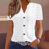 Spring and Summer Fashion Casual Solid Color Button V-neck Short Sleeved Women’s Blouses & Shirts